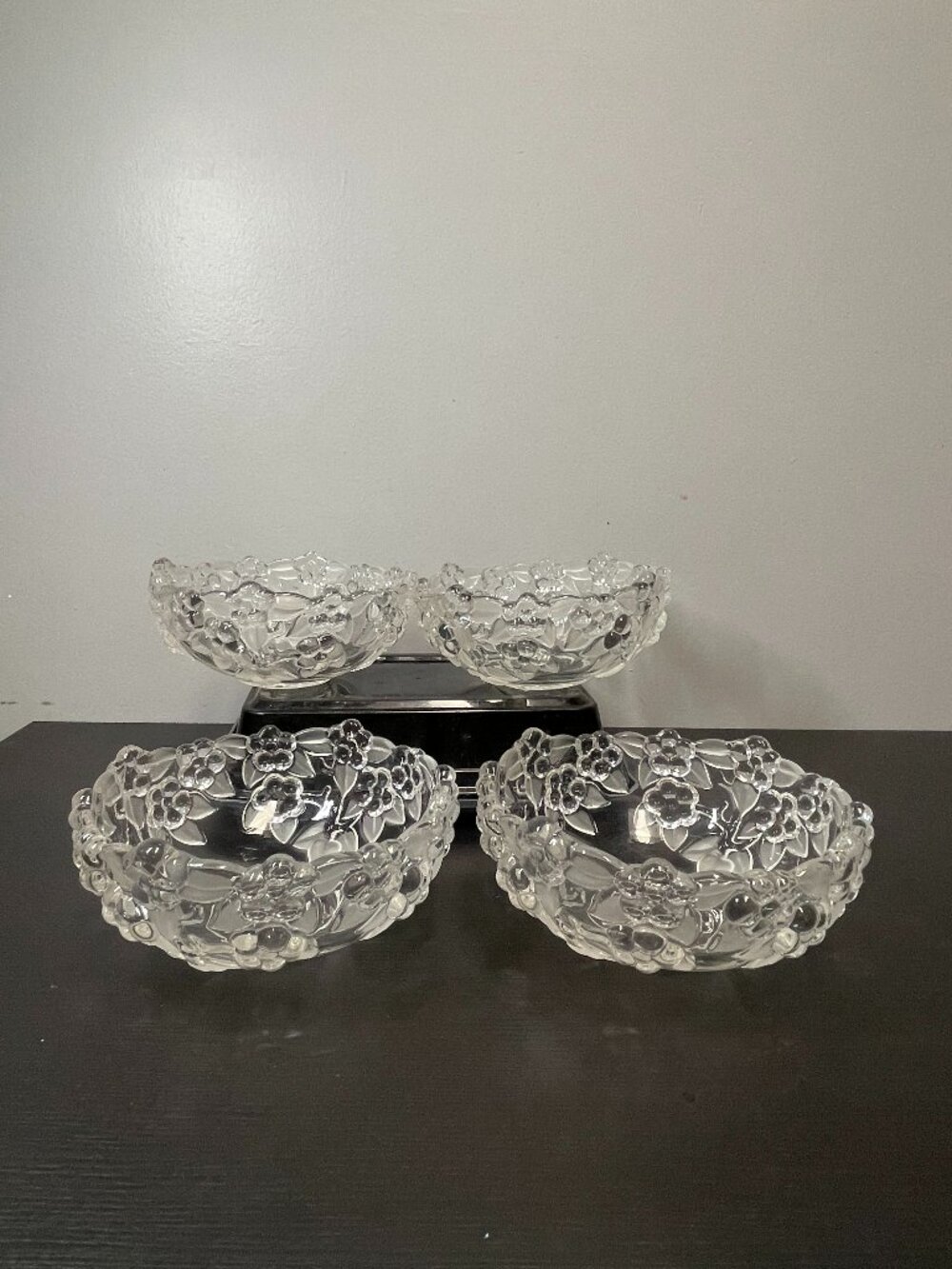 Vintage Mikasa Carmen Crystal Floral Dessert Bowls Set of 4
